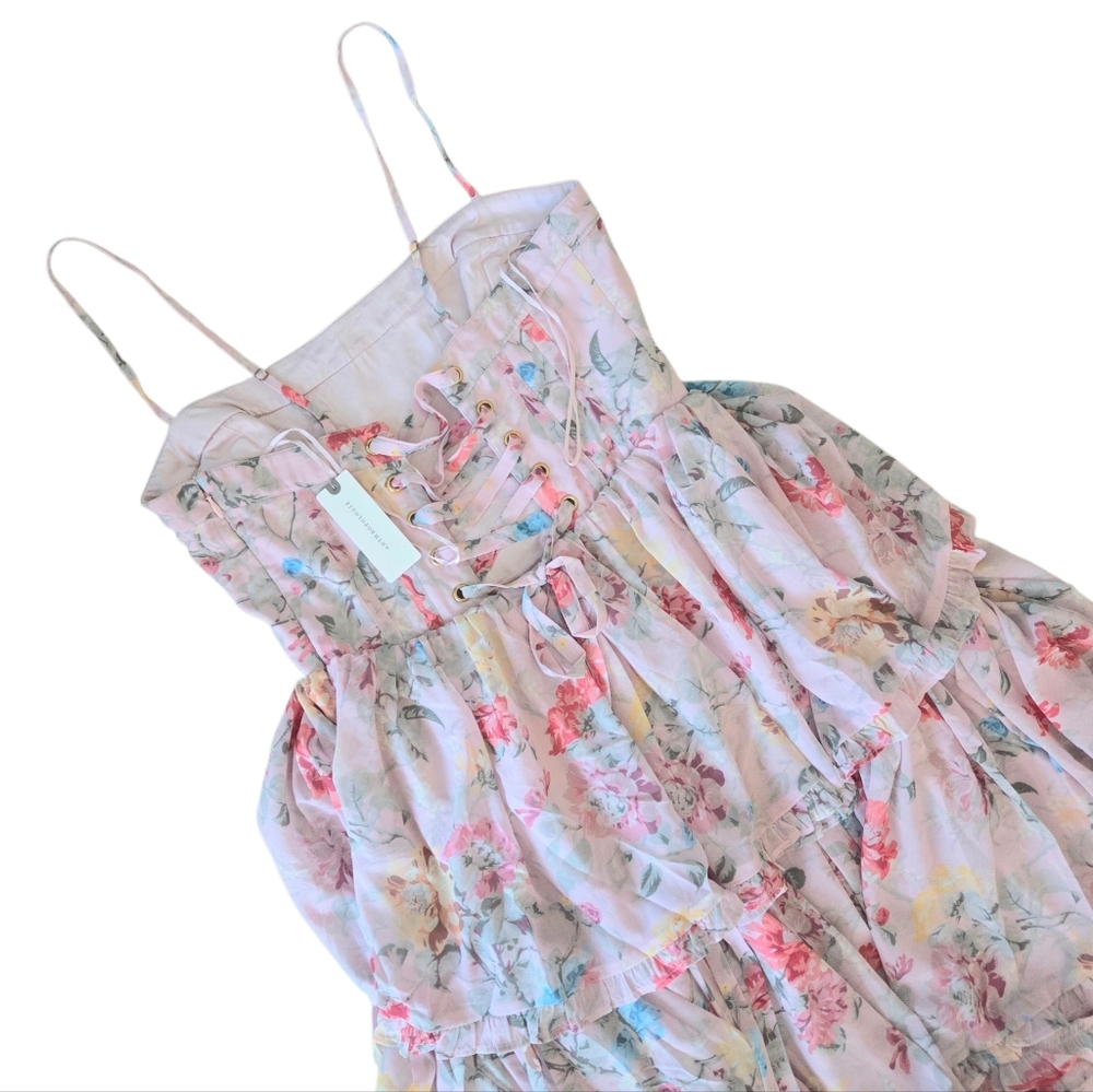 Anthropologie BHLDN Sleeveless Corset Floral Tiered Ruffled Maxi Dress - Picture 5 of 8